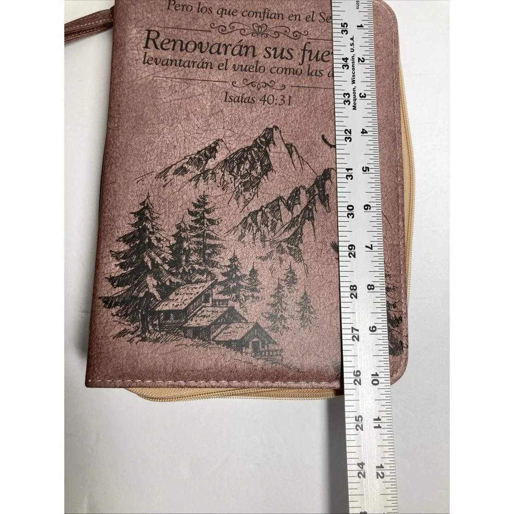 Spanish Bible Cover Bag Faux Leather 7x10 inch Isaiah 40:31 en Espanol